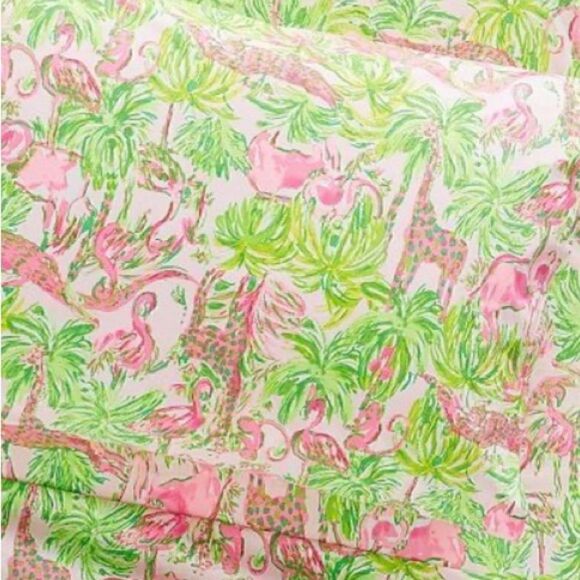 NWT Lilly Pulitzer Full Sheet Set-Organic-Print In On Parade Pottery Barn kids - Picture 5 of 12